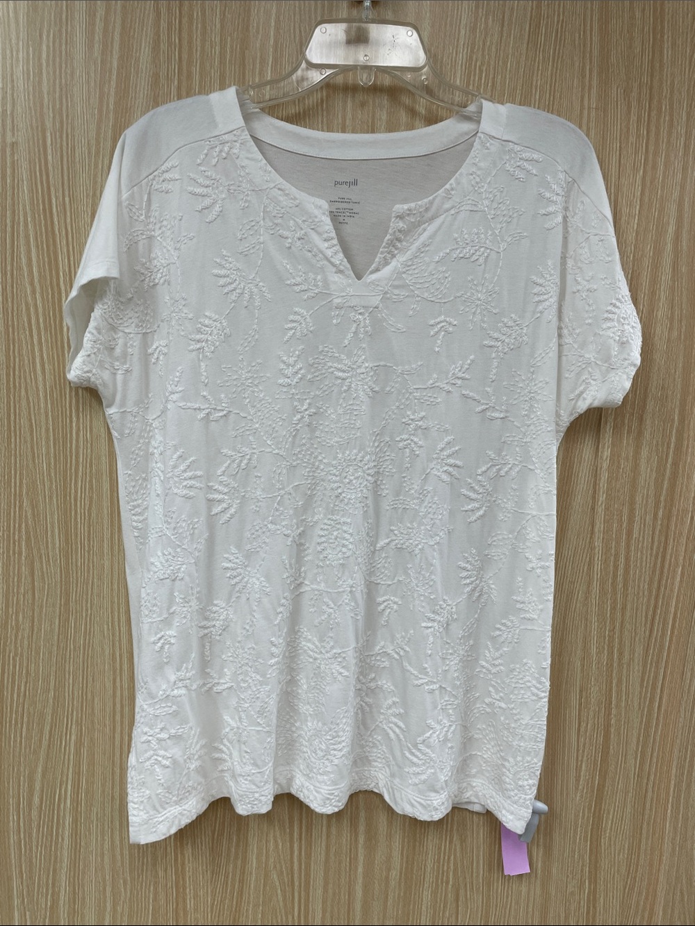 J. Jll White Embroidered Top Size Medium Petite